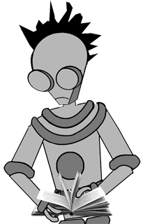 robot with book